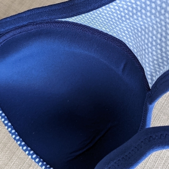 Warner's t-shirt bra navy blue polkadot 36C c061 - Picture 3 of 8